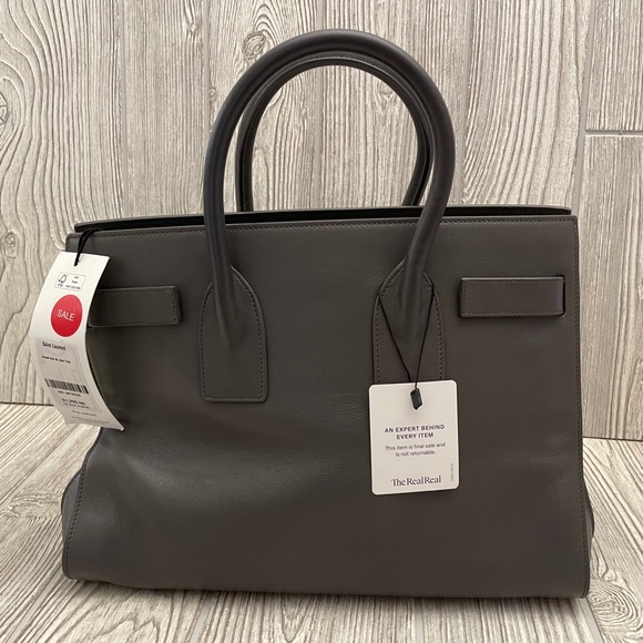 SAINT LAURENT Small Sac de Jour Bag Light Gray Leather - Picture 5 of 12